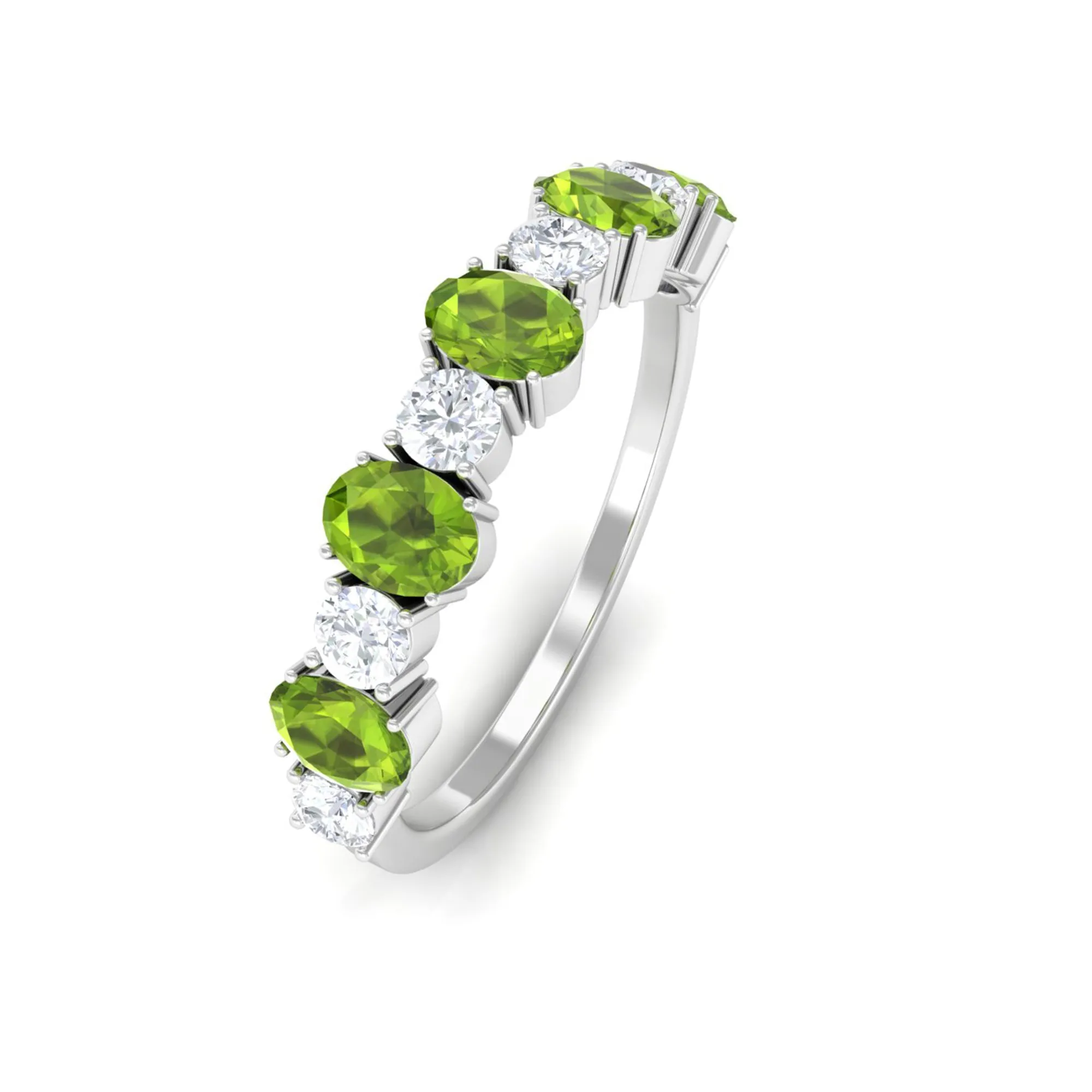 1.50 CT Alternate Peridot and Diamond Half Eternity Ring