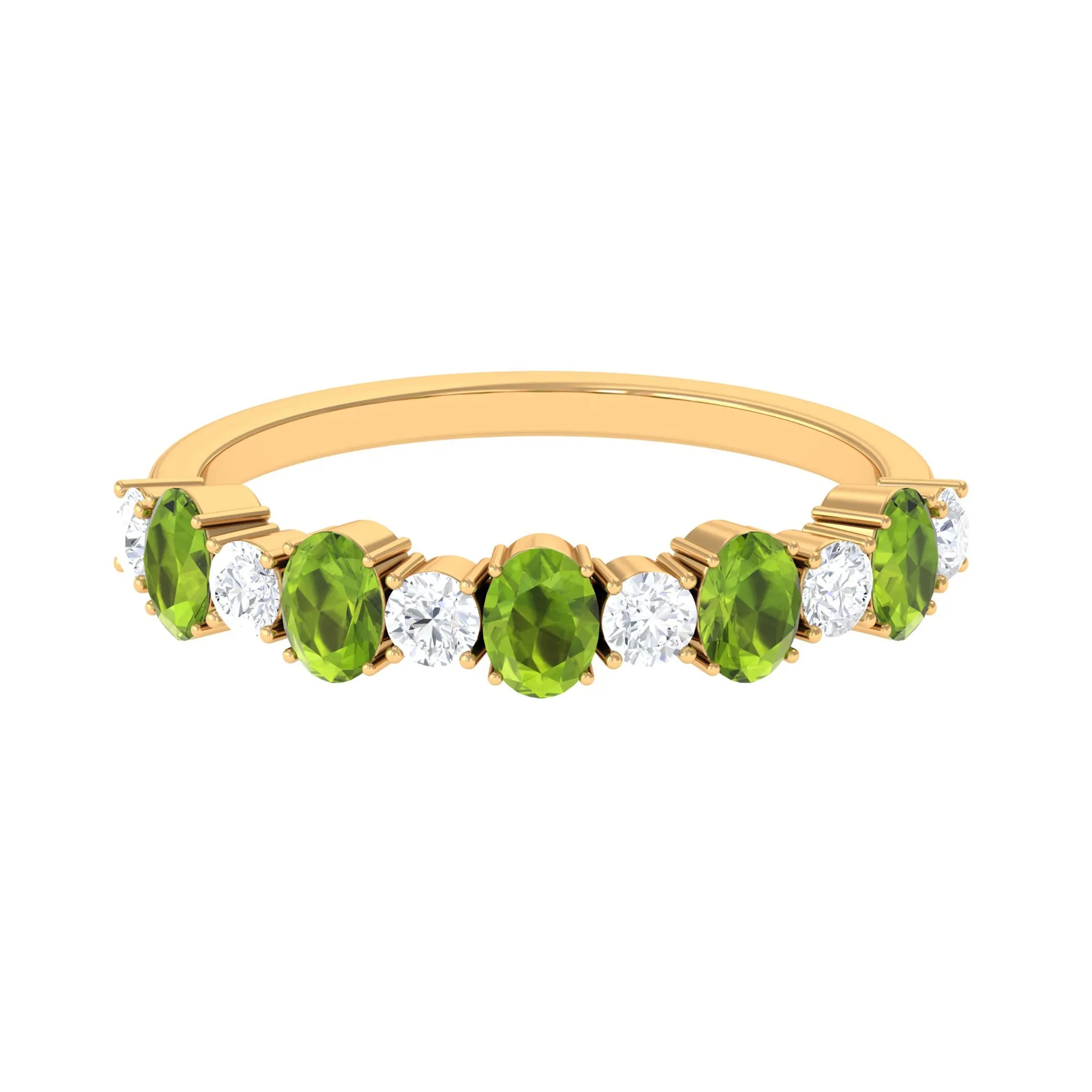 1.50 CT Alternate Peridot and Diamond Half Eternity Ring