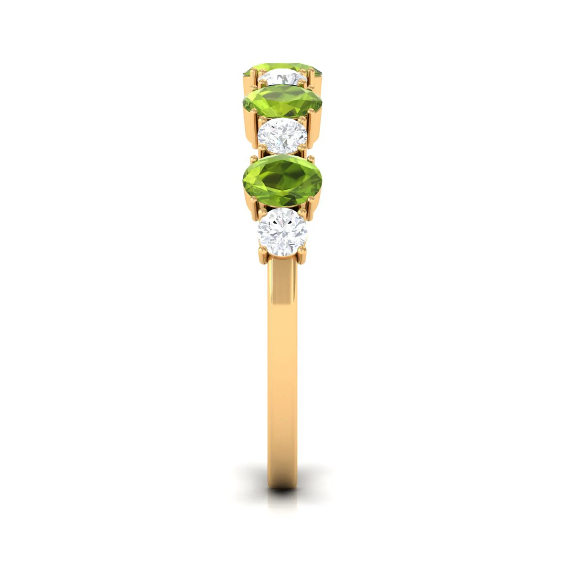 1.50 CT Alternate Peridot and Diamond Half Eternity Ring