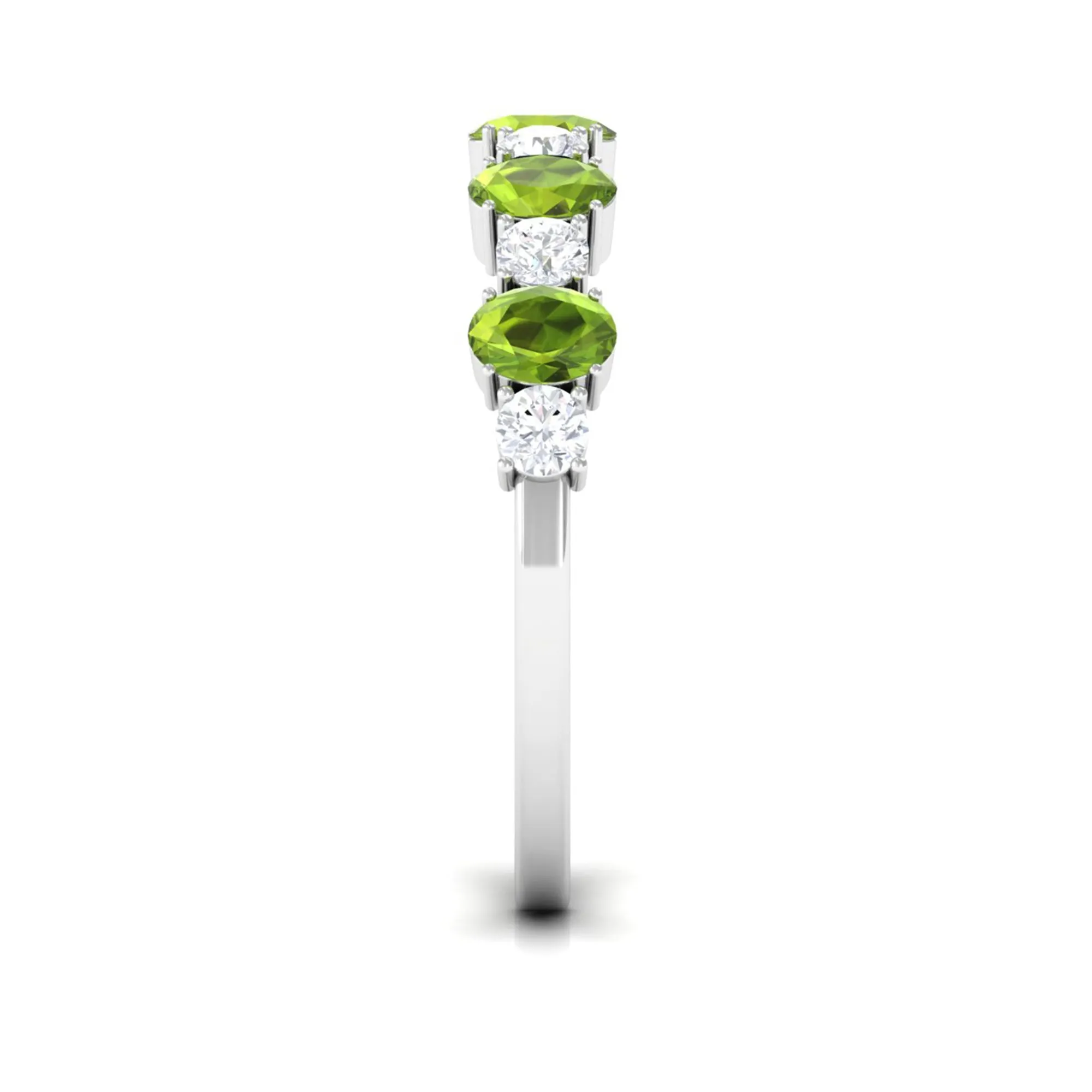 1.50 CT Alternate Peridot and Diamond Half Eternity Ring