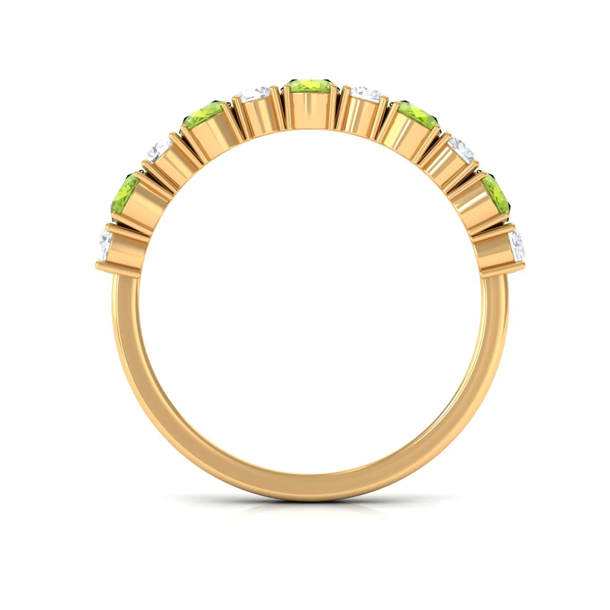 1.50 CT Alternate Peridot and Diamond Half Eternity Ring