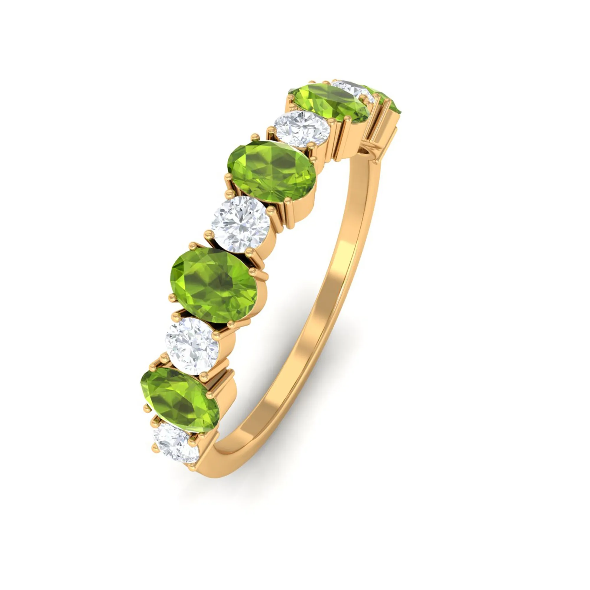1.50 CT Alternate Peridot and Diamond Half Eternity Ring