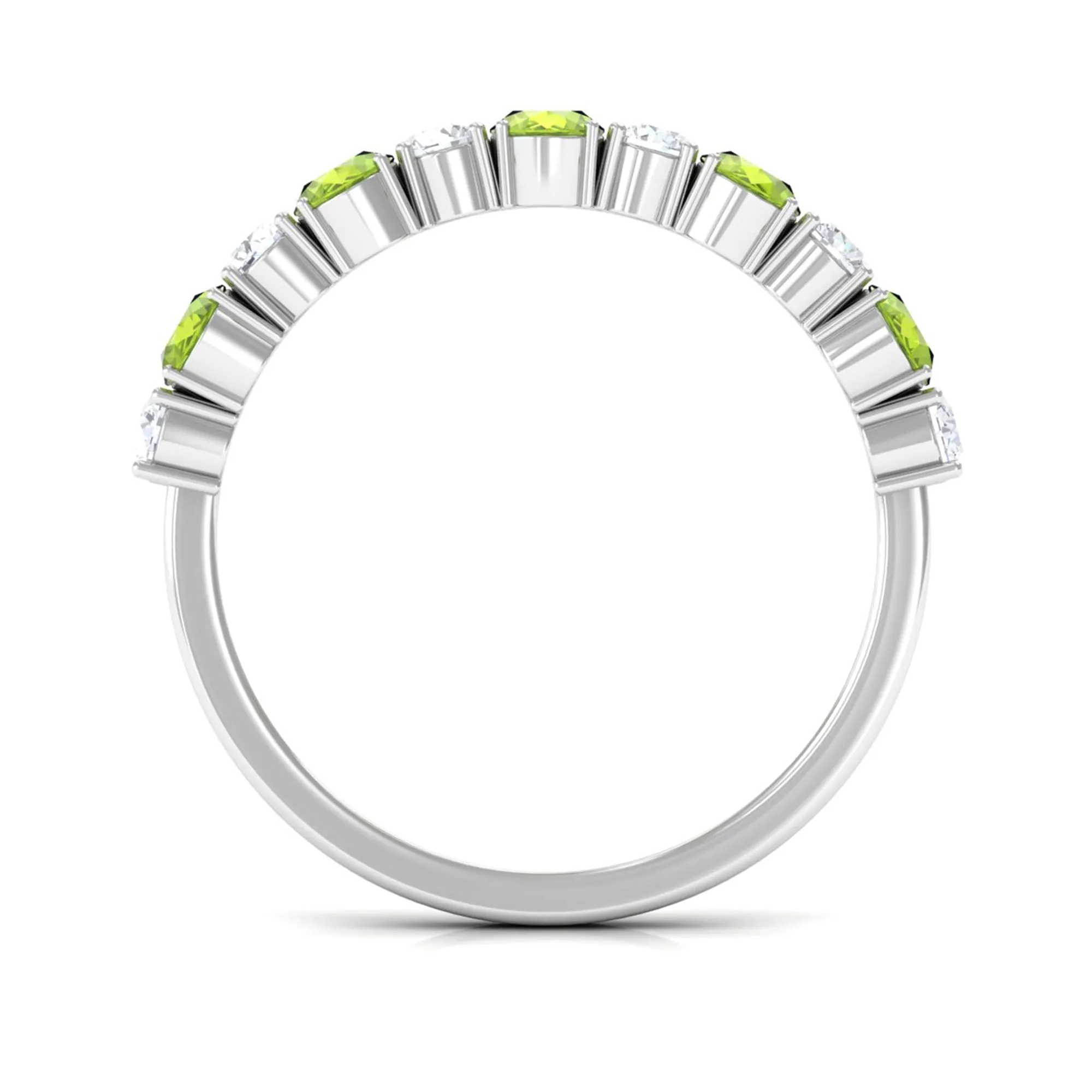 1.50 CT Alternate Peridot and Diamond Half Eternity Ring