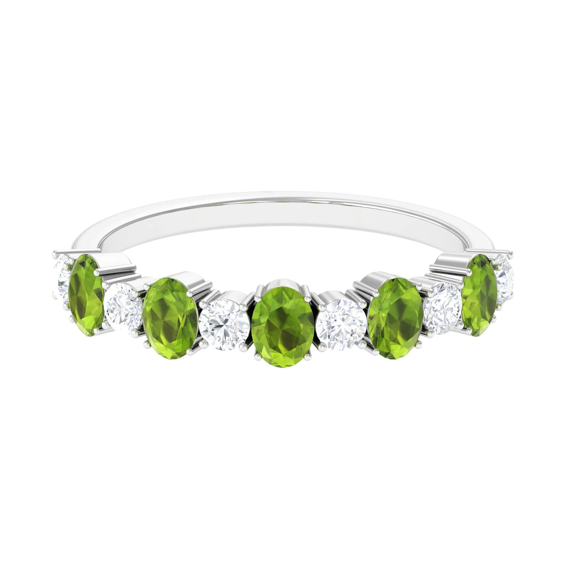 1.50 CT Alternate Peridot and Diamond Half Eternity Ring