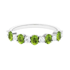 1.50 CT Alternate Peridot and Diamond Half Eternity Ring
