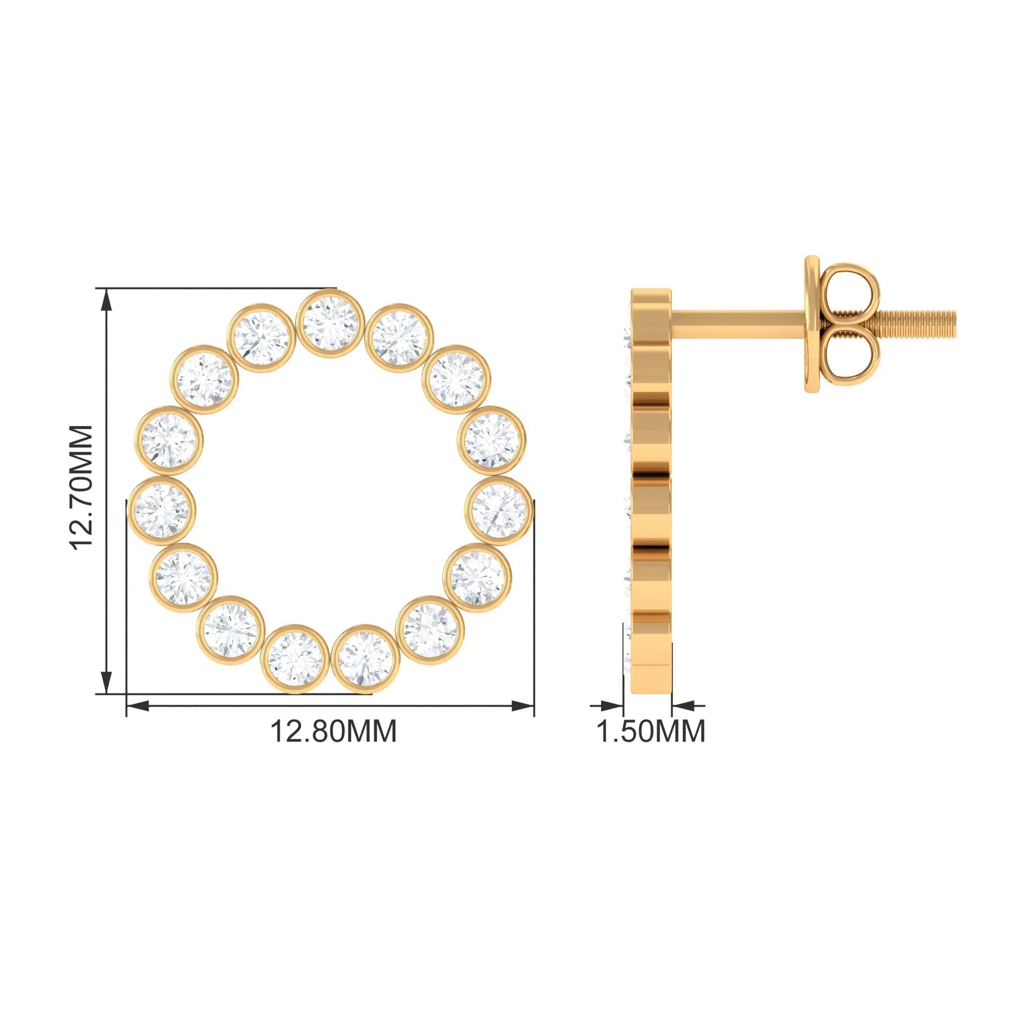 1.50 CT Cubic Zirconia Eternity Stud Earrings in Gold