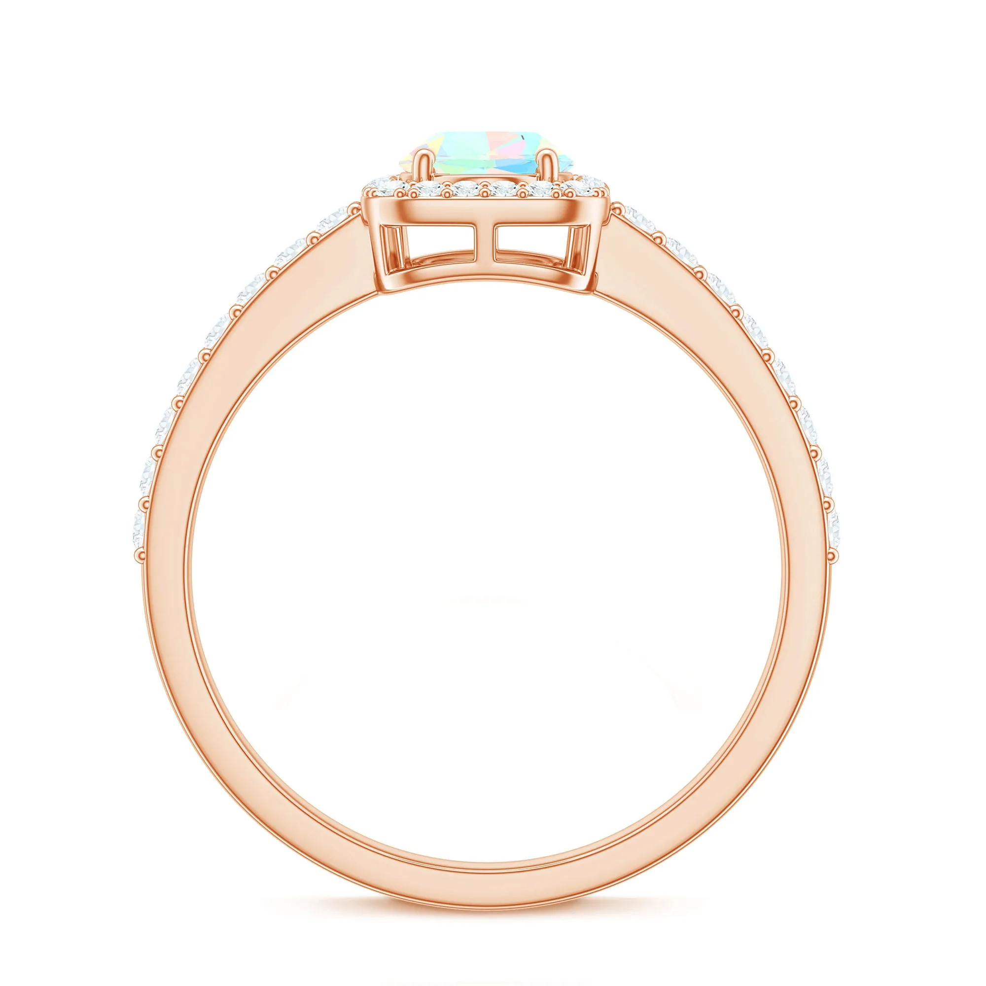 1.50 CT Oval Cut Ethiopian Opal Ring with Diamond Halo