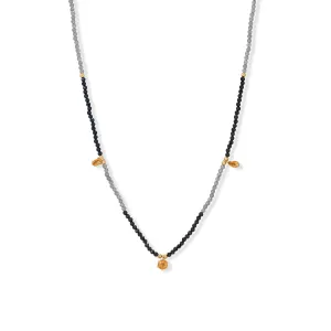 15"   2" Citrine, Black Spinel and Labradorite Necklace
