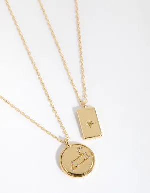 18ct Gold Plated Cubic Zirconia Leo Necklace Set