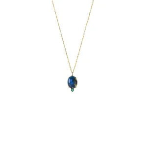 18K Gold Australian Opal Emerald Necklace