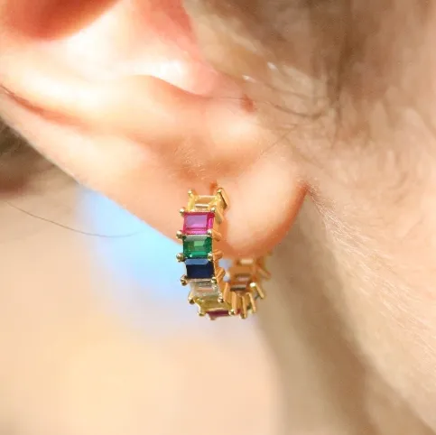 18K Gold-Filled Baguette Hoop Earrings