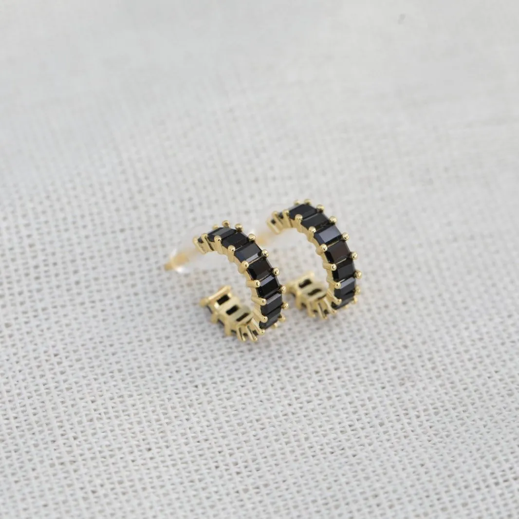 18K Gold-Filled Baguette Hoop Earrings
