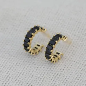 18K Gold-Filled Baguette Hoop Earrings