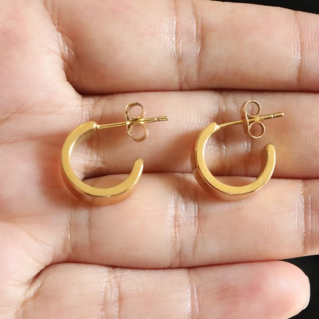 18K Gold-filled Thick Flat Hoop Earrings