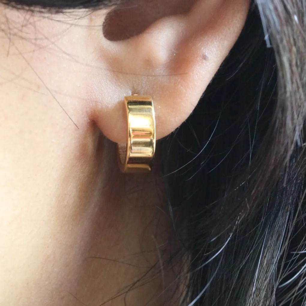 18K Gold-filled Thick Flat Hoop Earrings