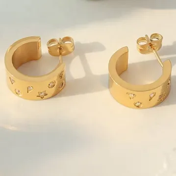 18K Gold-filled Thick Flat Hoop Earrings
