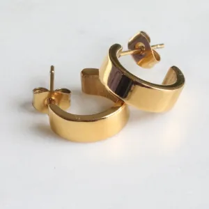18K Gold-filled Thick Flat Hoop Earrings