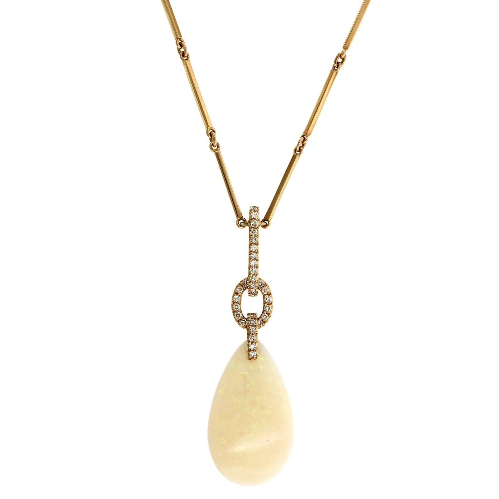 18K Rose Gold Opal & Diamond Link Necklace