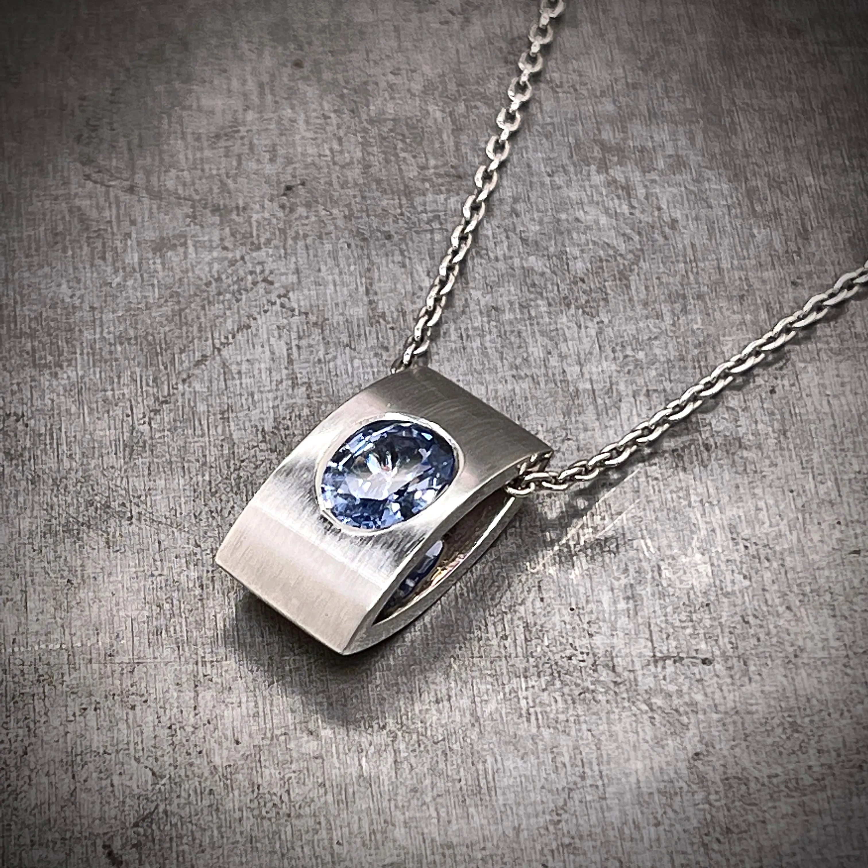 18k White Gold Pale Blue Sapphire Necklace