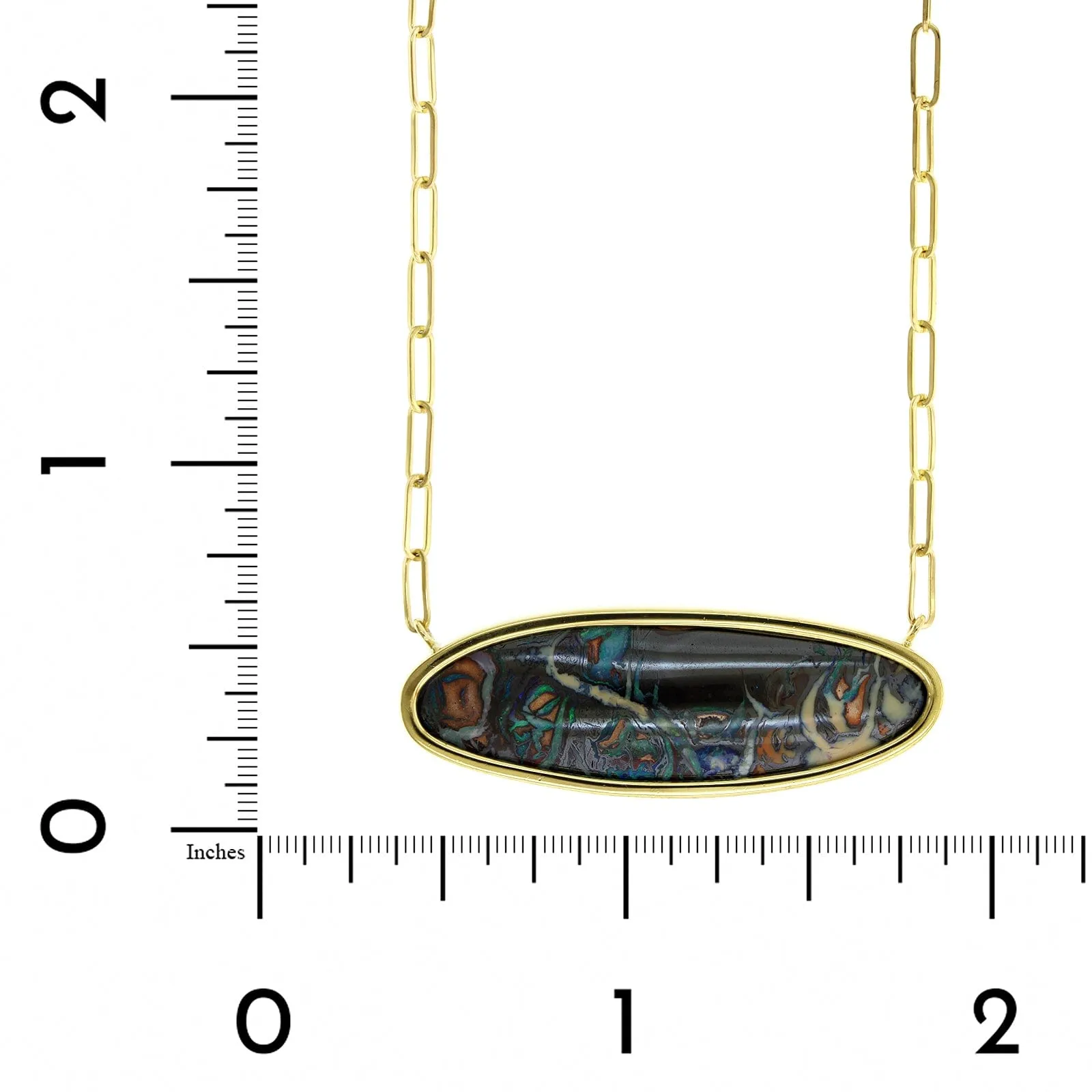 18K Yellow Gold Oval Yowah Opal Chain Necklace
