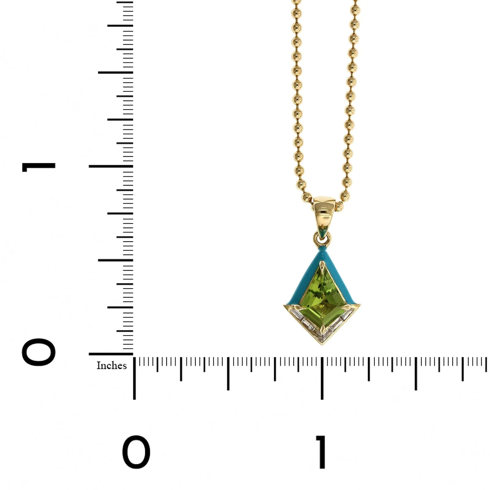 18K Yellow Gold Peridot Blue Enamel Stud Pendant