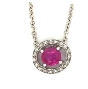 18kt Gold Necklace with Pink Sapphire and Diamond