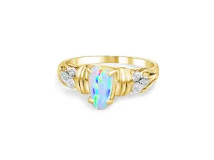18kt Yellow Gold Fire Opal and Diamond ring