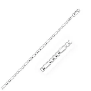 2.6mm 14k White Gold Figaro Anklet, size 10''