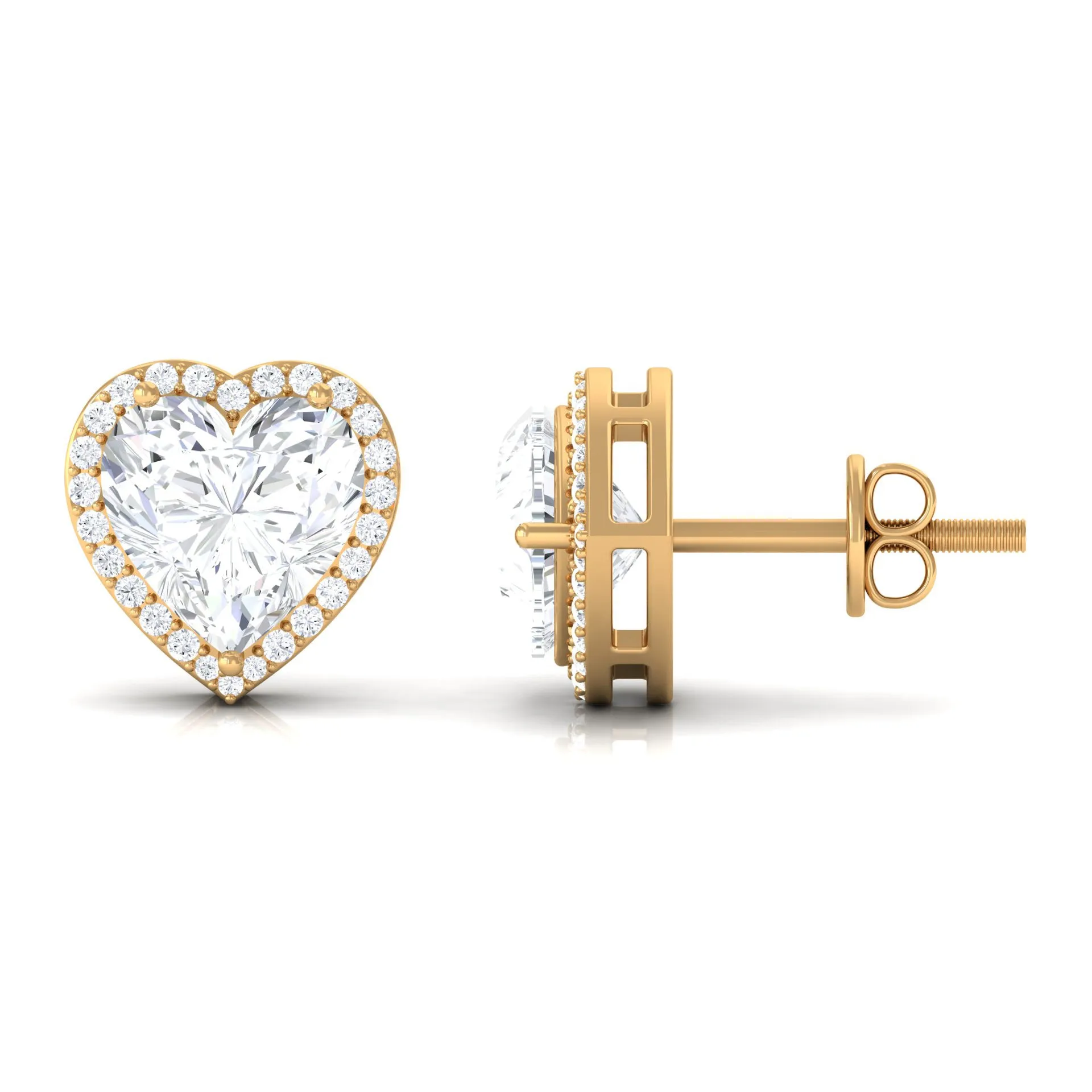 3.25 CT Cubic Zirconia Heart Stud Earrings with Halo