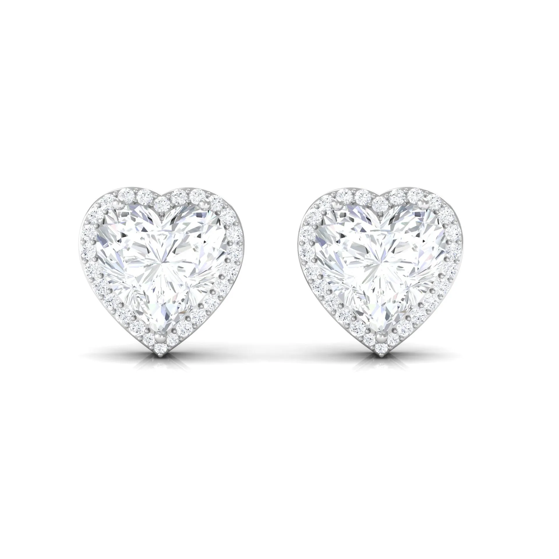 3.25 CT Cubic Zirconia Heart Stud Earrings with Halo