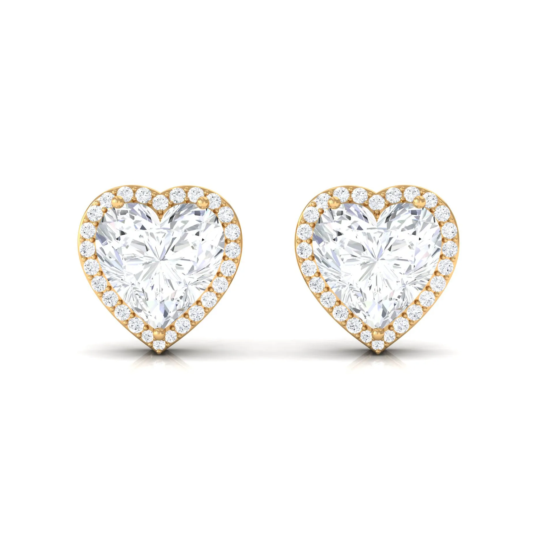 3.25 CT Cubic Zirconia Heart Stud Earrings with Halo