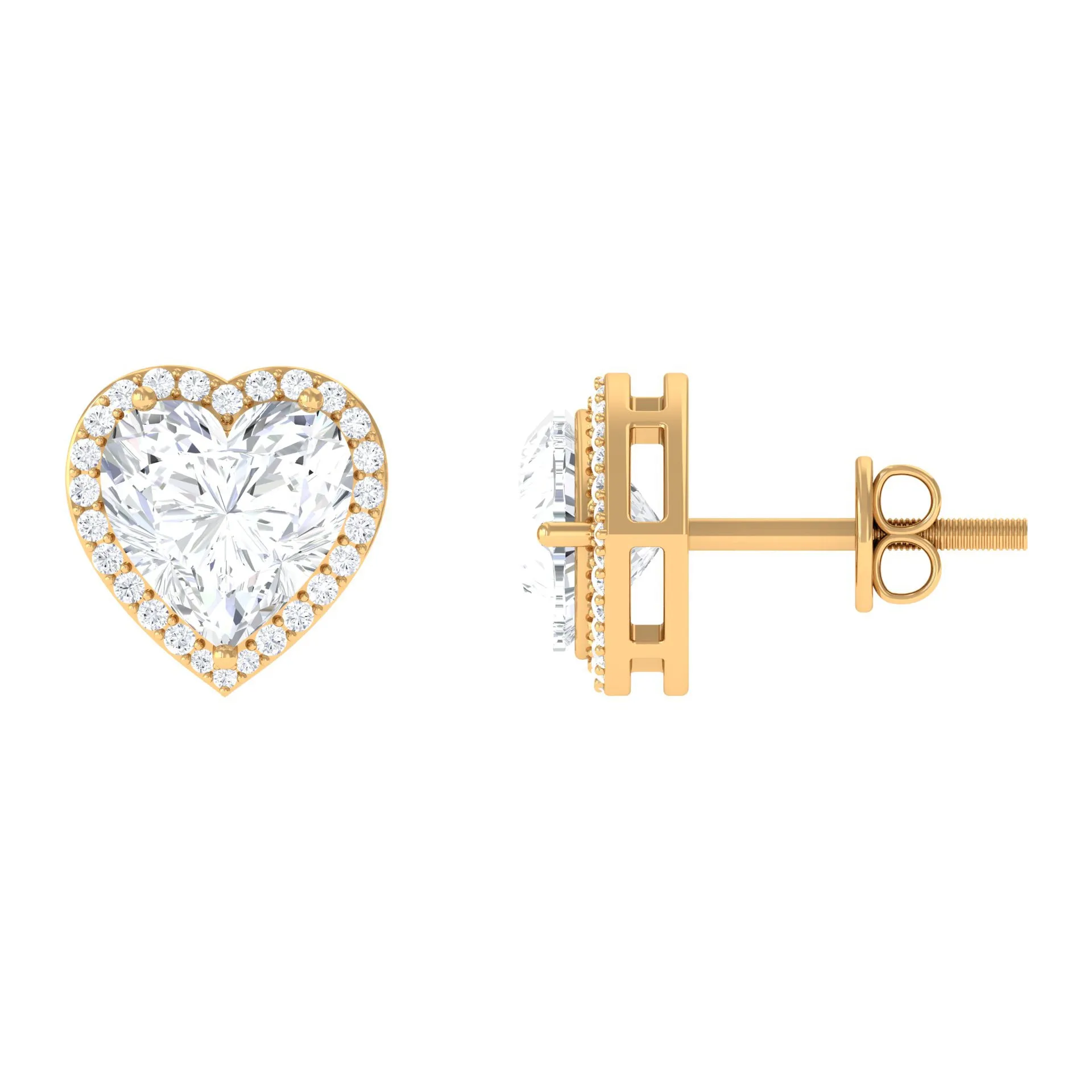 3.25 CT Cubic Zirconia Heart Stud Earrings with Halo