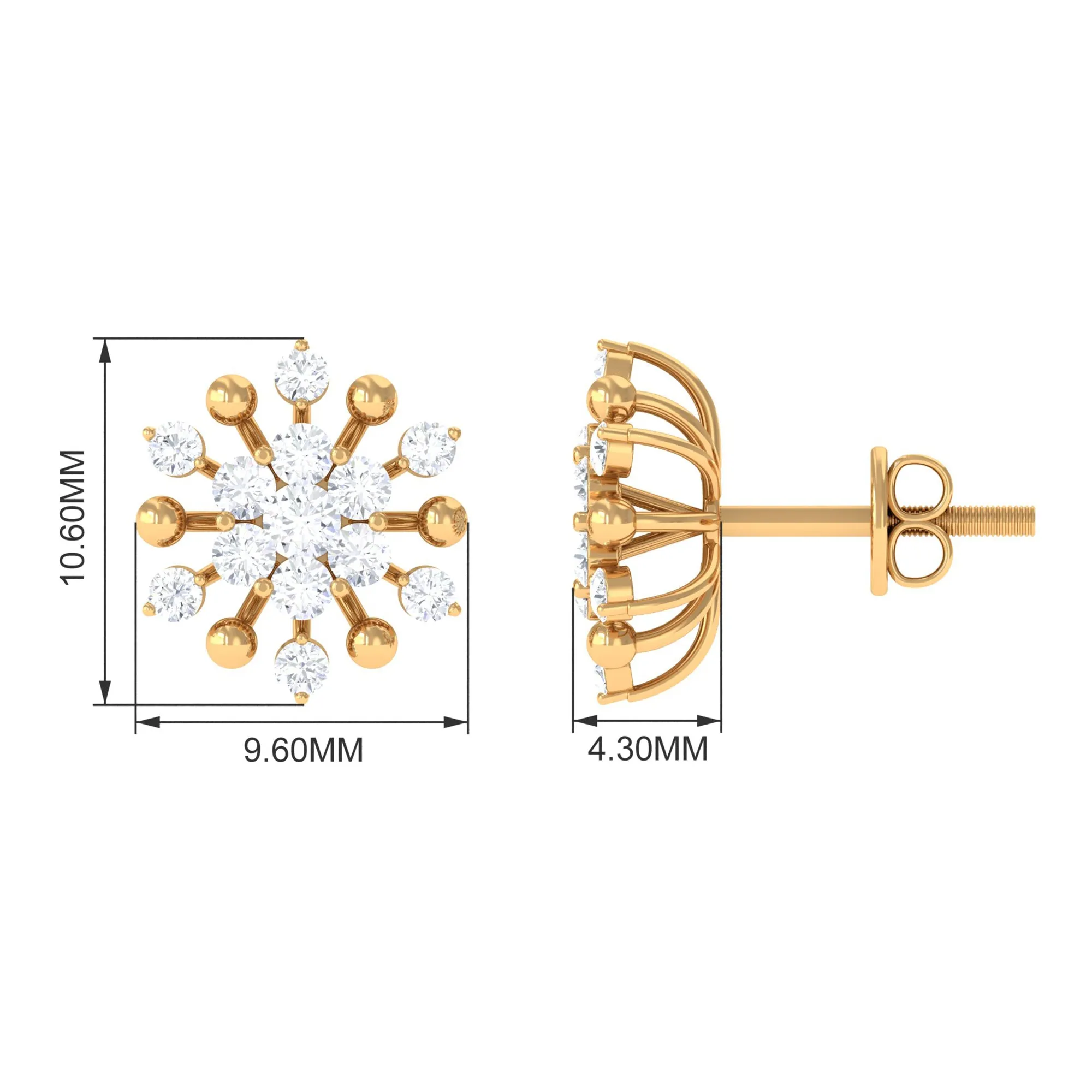 3/4 CT Moissanite Floral Cluster Stud Earrings