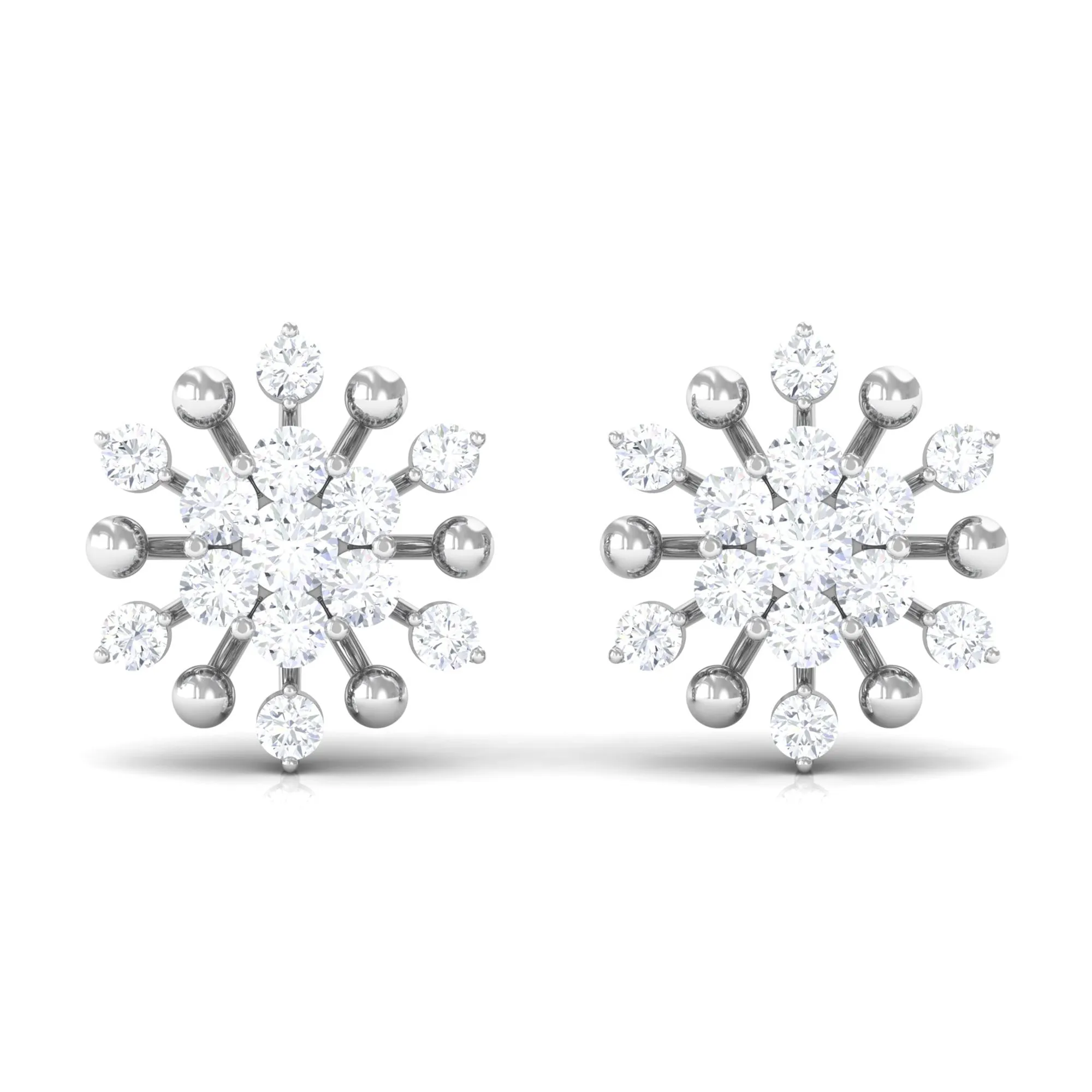 3/4 CT Moissanite Floral Cluster Stud Earrings
