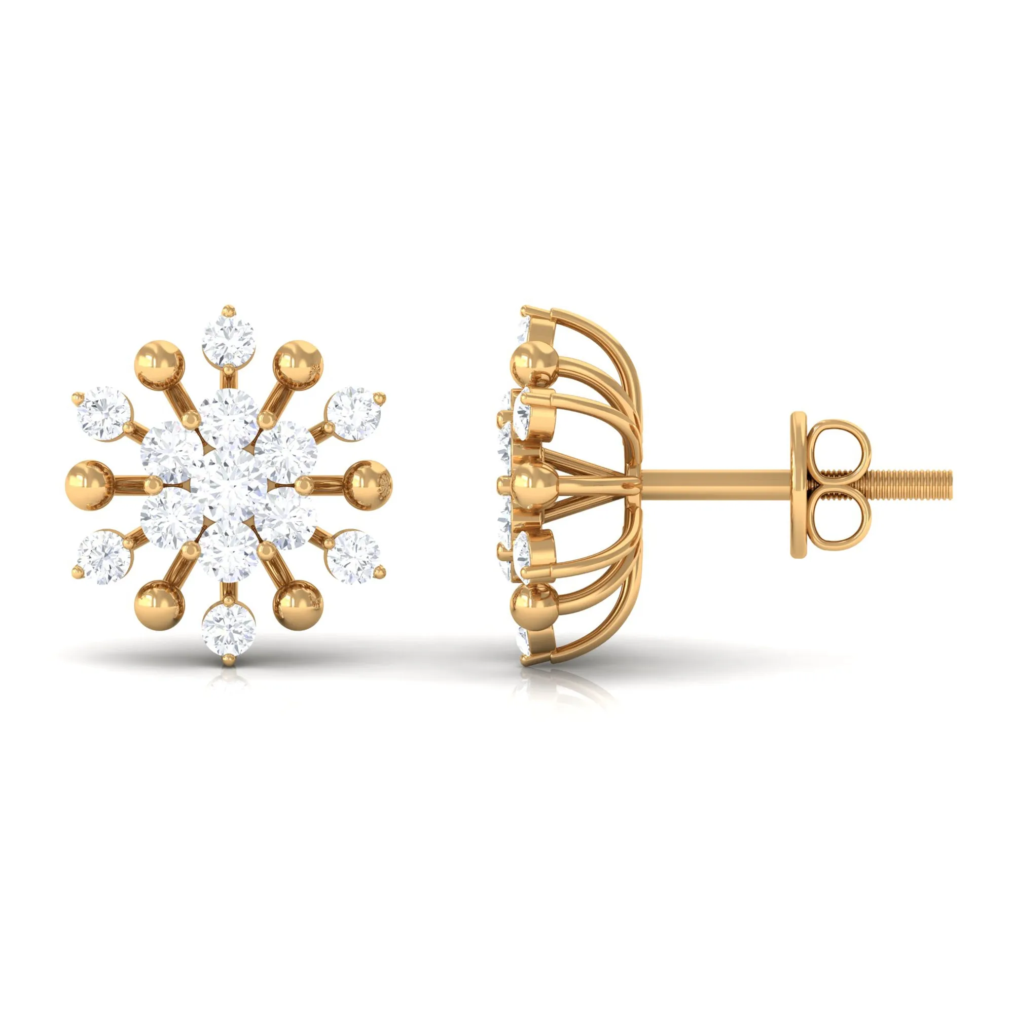 3/4 CT Moissanite Floral Cluster Stud Earrings