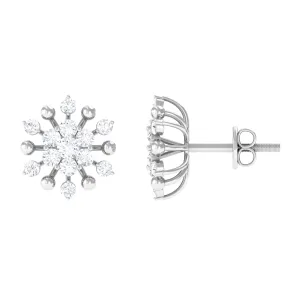 3/4 CT Moissanite Floral Cluster Stud Earrings