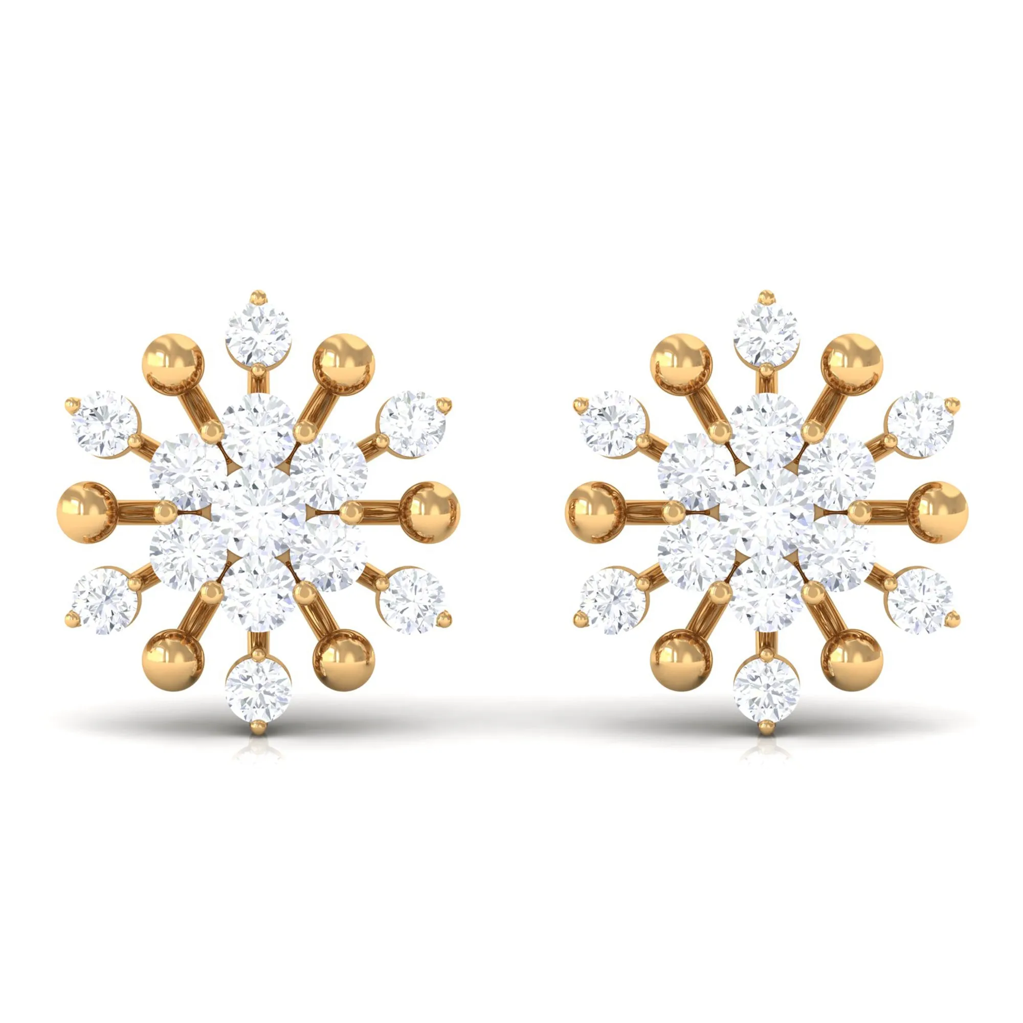3/4 CT Moissanite Floral Cluster Stud Earrings