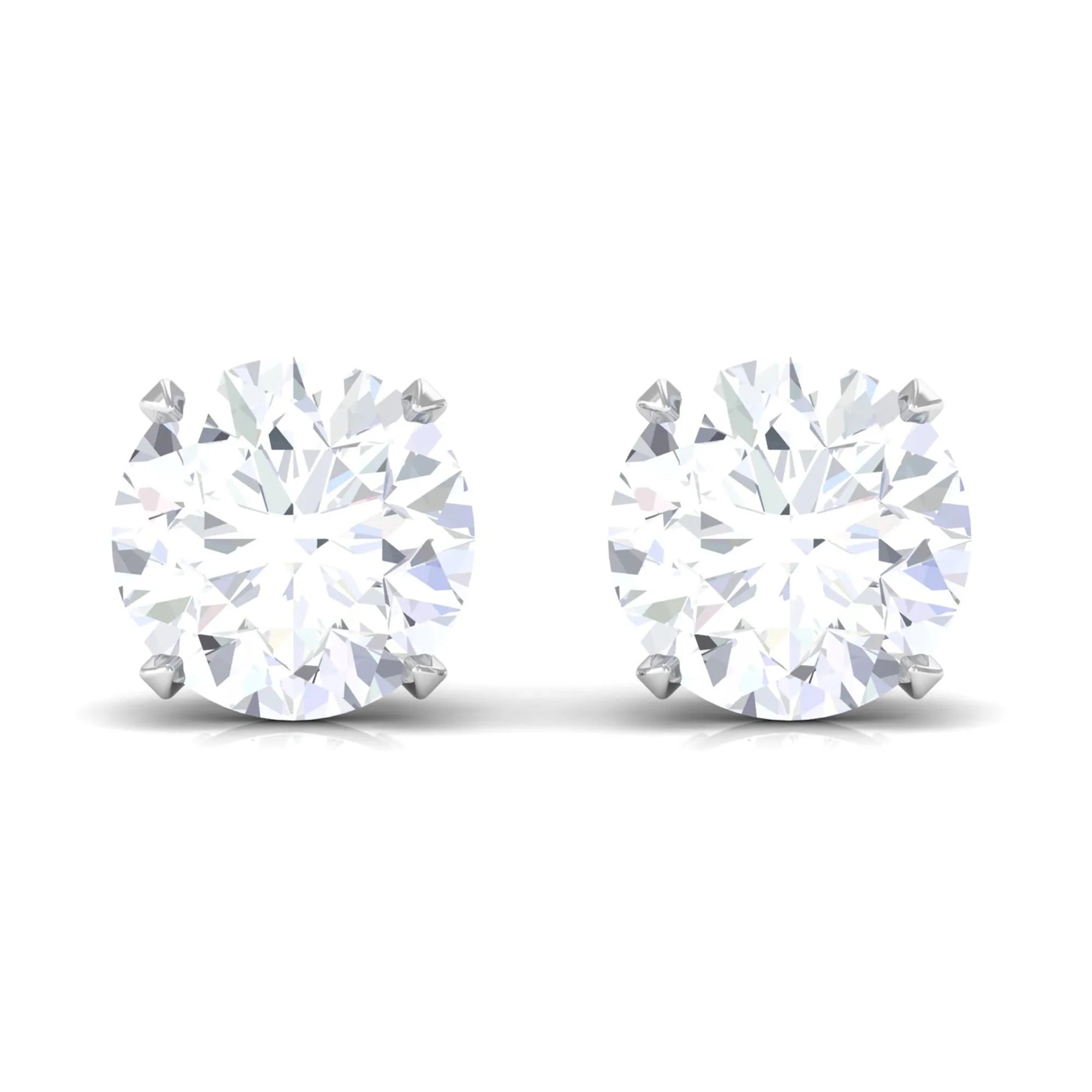 3/4 CT Round Cut Solitaire Zircon Stud Earrings in Gold