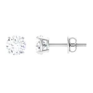 3/4 CT Round Cut Solitaire Zircon Stud Earrings in Gold