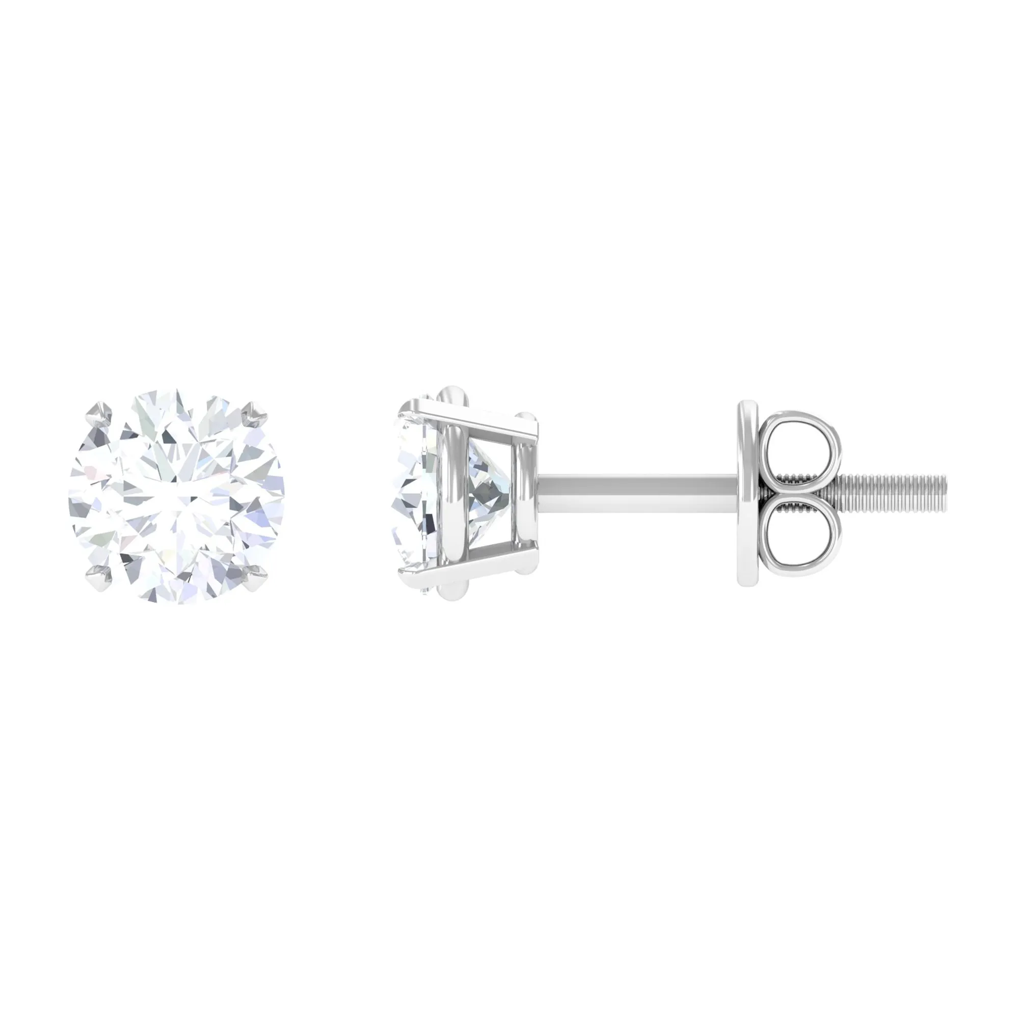 3/4 CT Round Cut Solitaire Zircon Stud Earrings in Gold