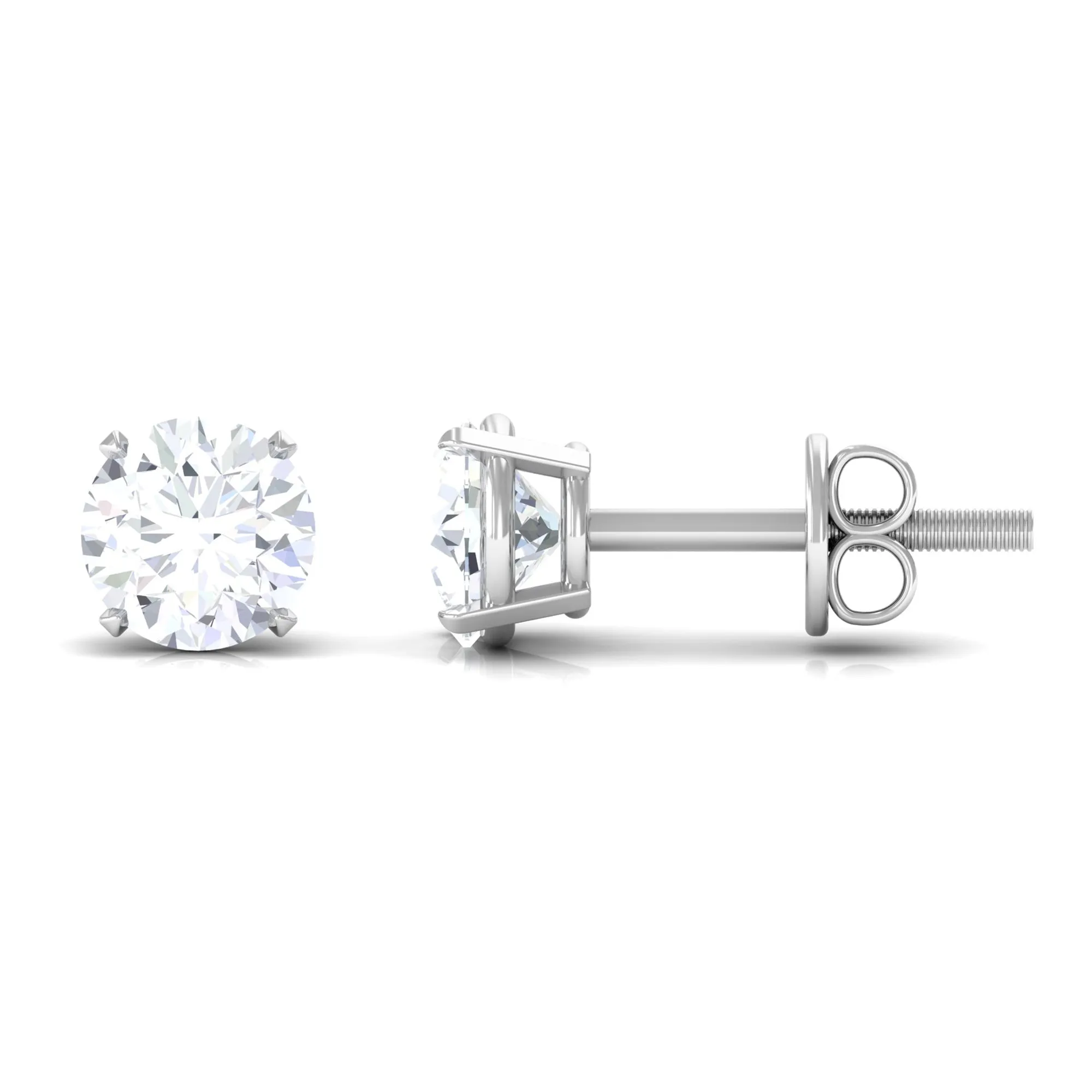 3/4 CT Round Cut Solitaire Zircon Stud Earrings in Gold