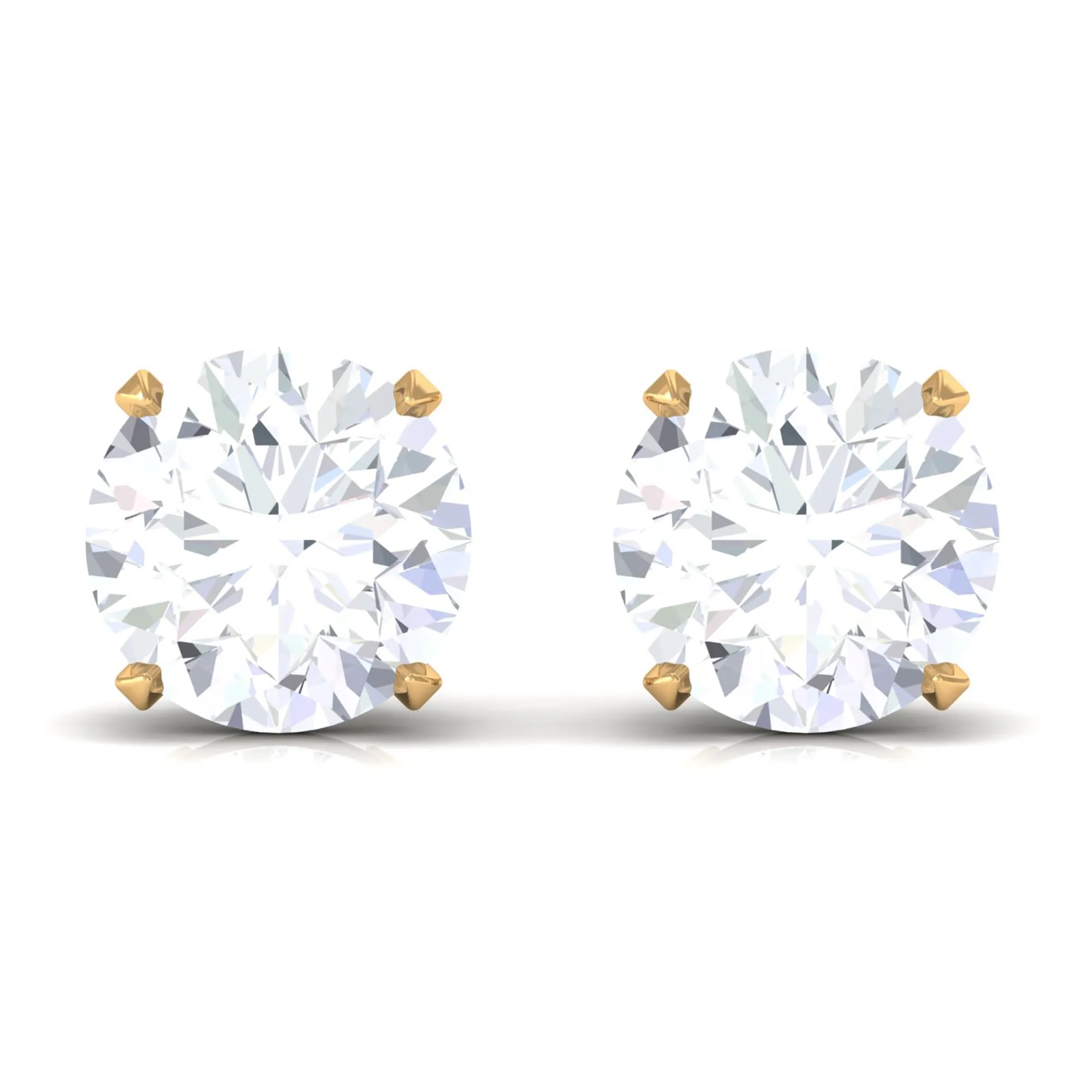 3/4 CT Round Cut Solitaire Zircon Stud Earrings in Gold