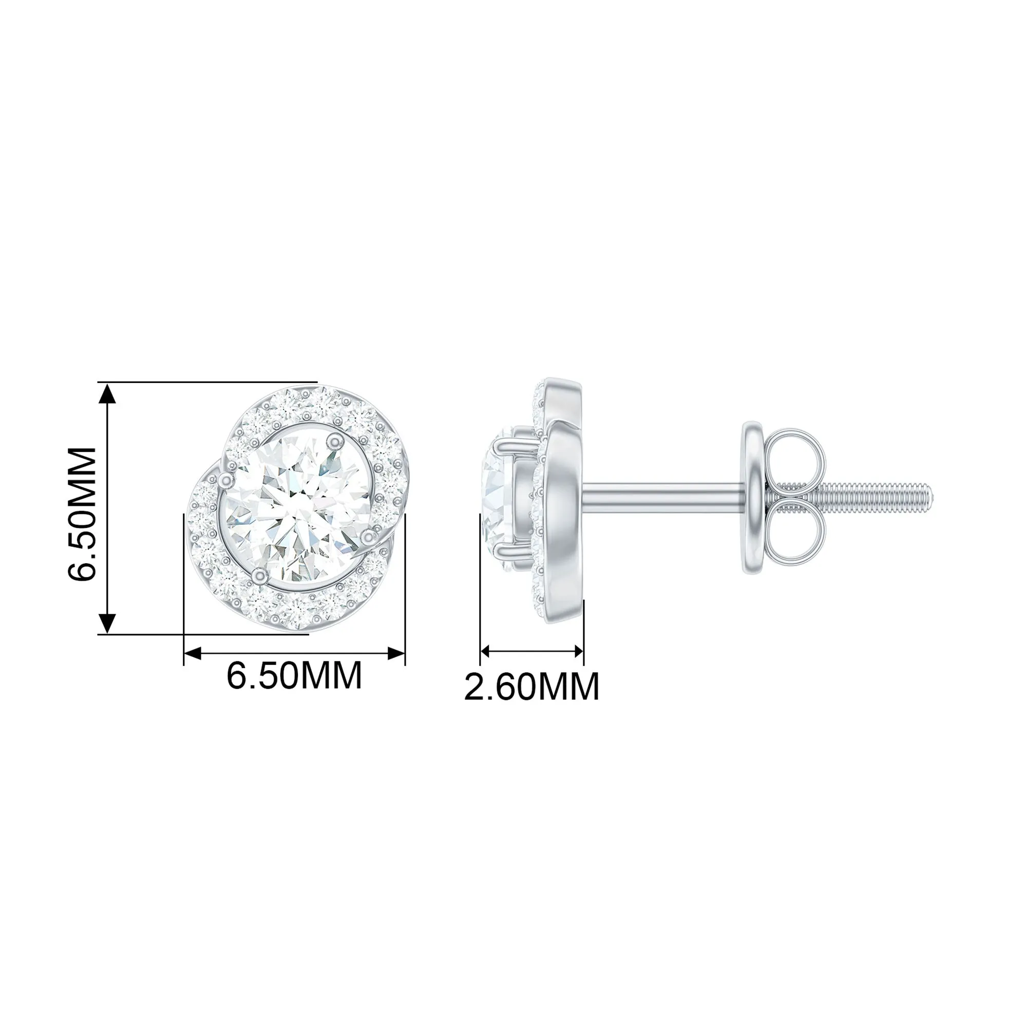 3/4 CT Round Zircon Minimal Stud Earrings in Gold