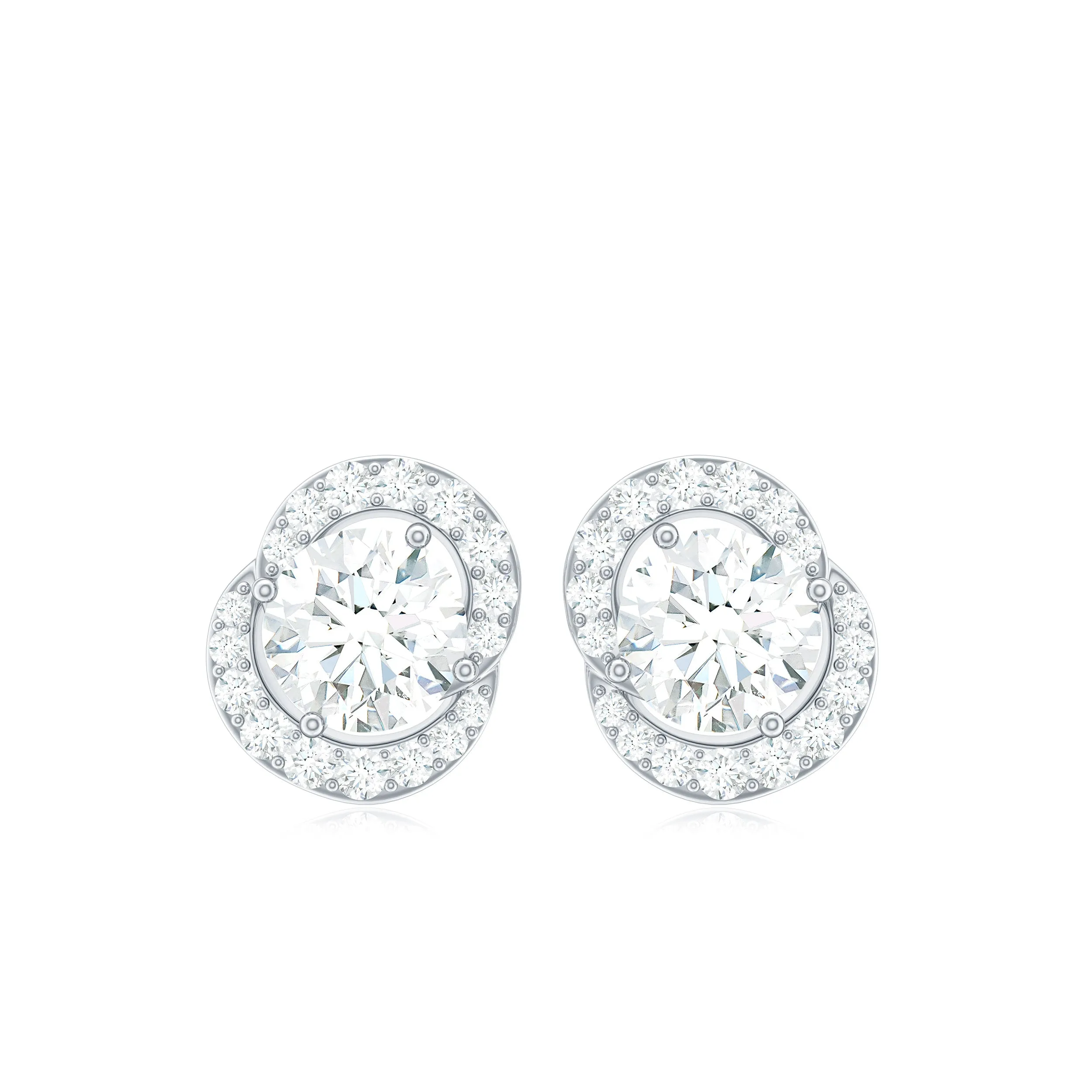 3/4 CT Round Zircon Minimal Stud Earrings in Gold