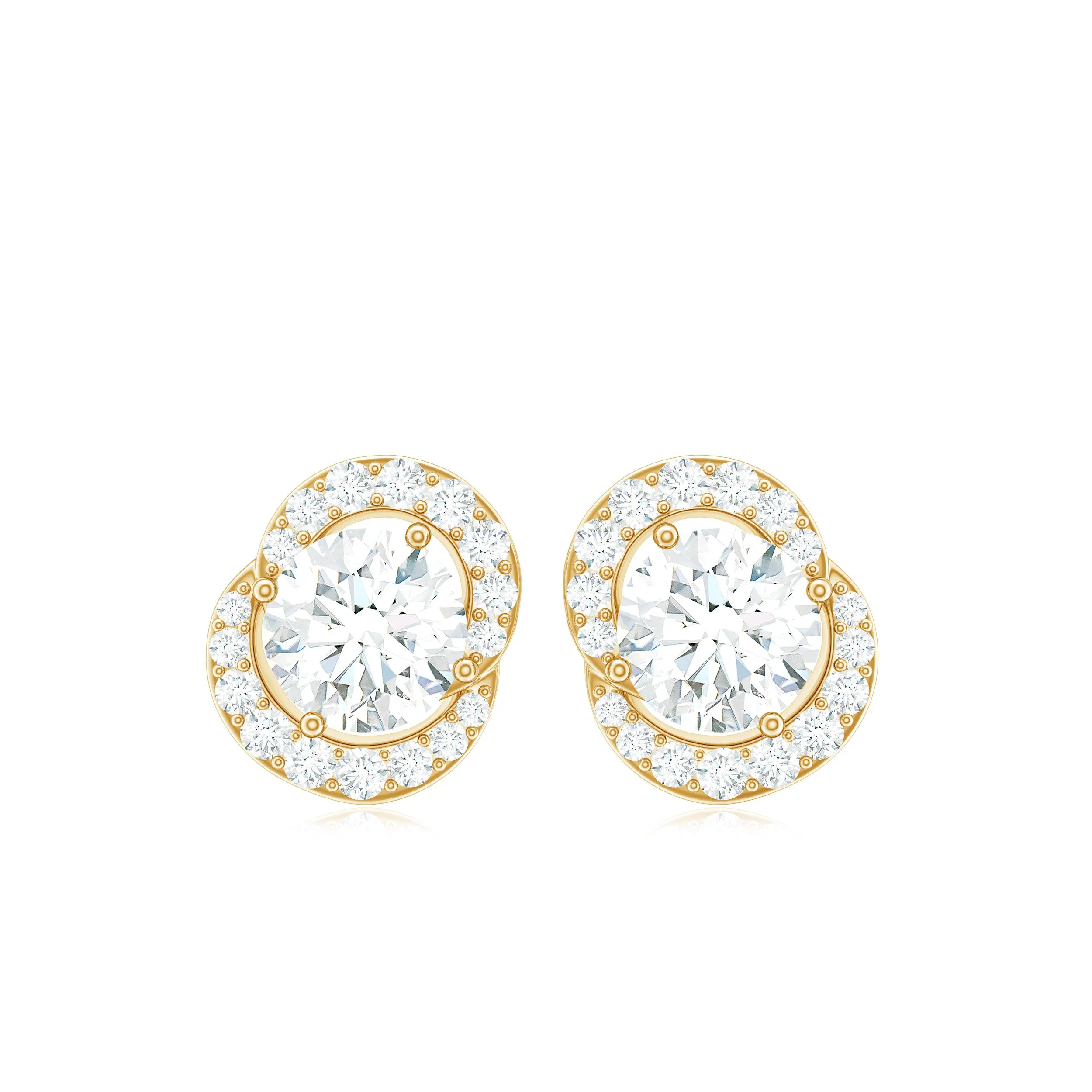 3/4 CT Round Zircon Minimal Stud Earrings in Gold