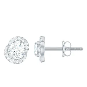 3/4 CT Round Zircon Minimal Stud Earrings in Gold