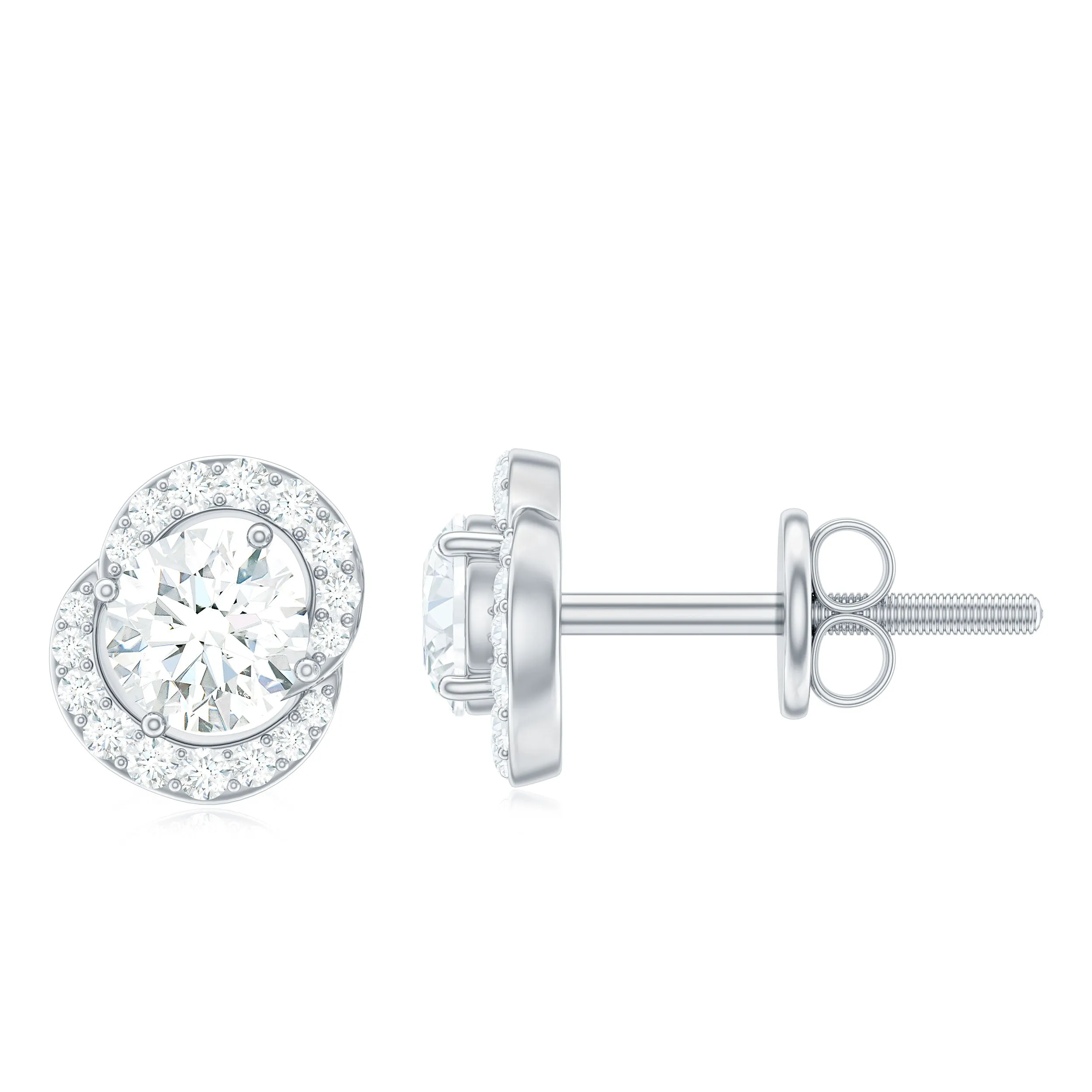 3/4 CT Round Zircon Minimal Stud Earrings in Gold