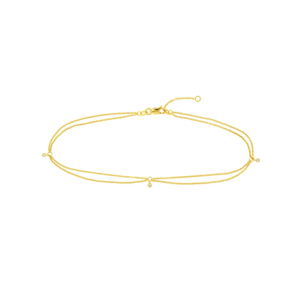 3pt Diamond Drape Anklet