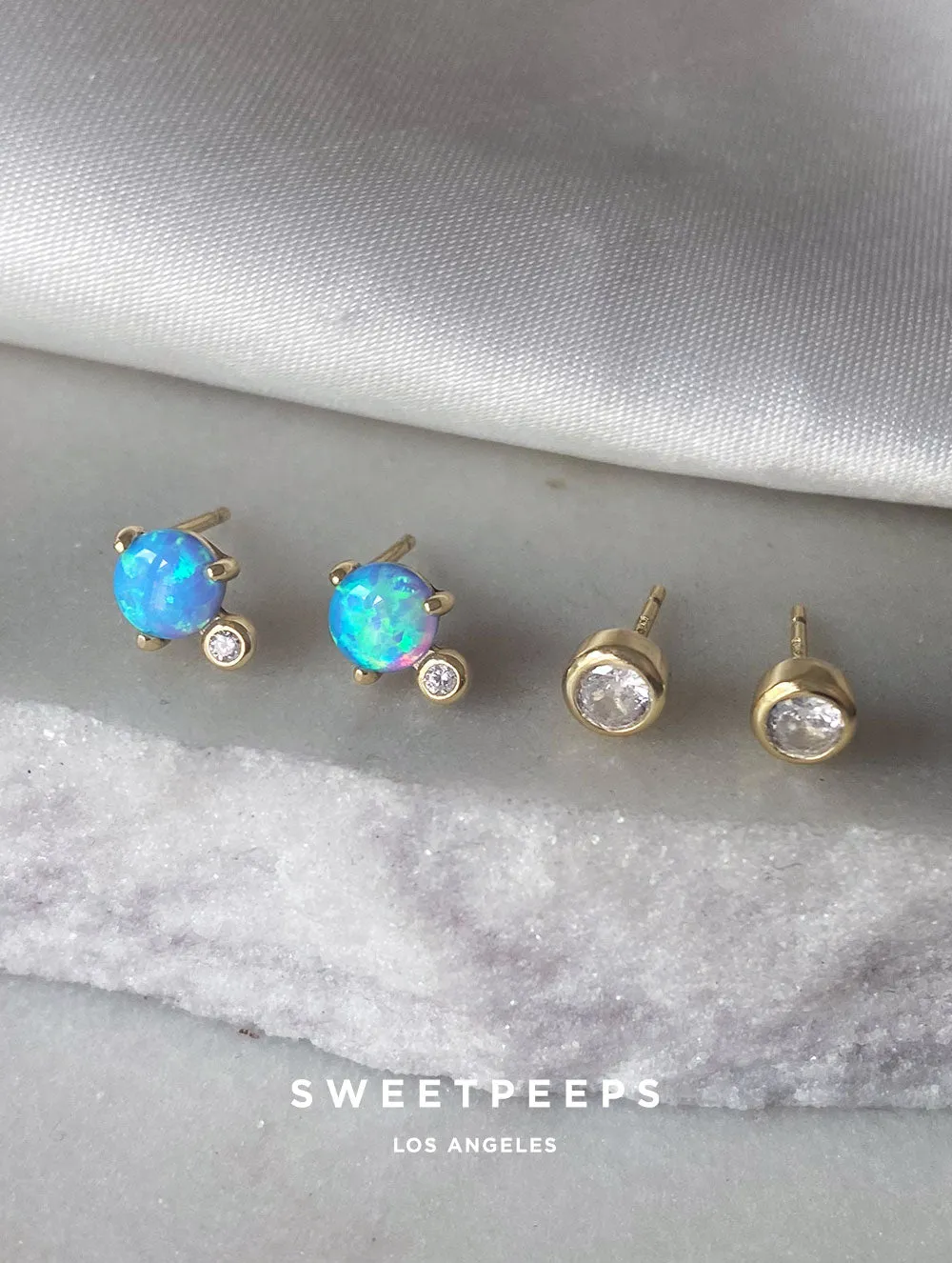 4 Vibrant Opal Stud Set