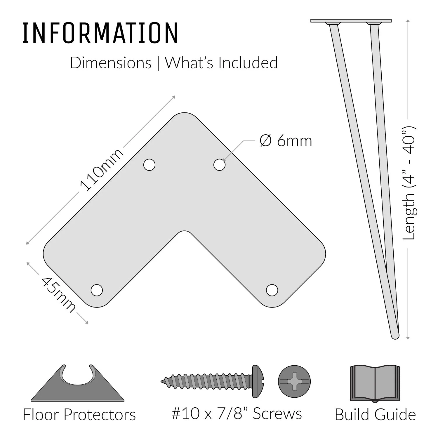 4inch / 10cm - Furniture Feet